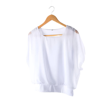 Ladies' chiffon blouse with ruffled sleeves – Ariana-White-S-Nora Luxe
