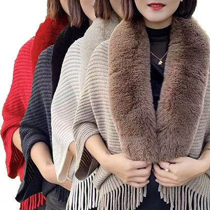 Ladies' Coat Louise – With Luxurious Faux Fur Collar | One Size-Black-Nora Luxe