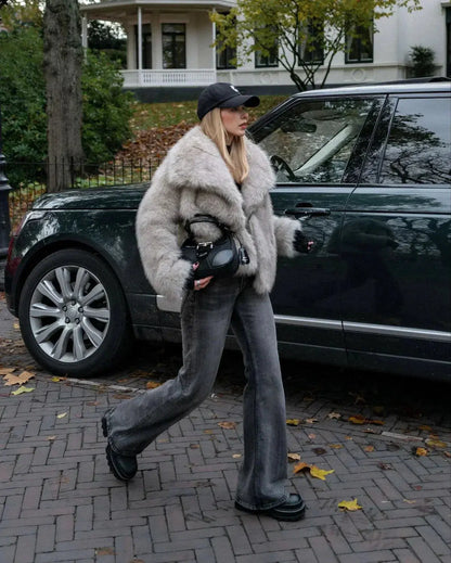 Ladies Faux Fur Jacket - Olivia-XS-Nora Luxe