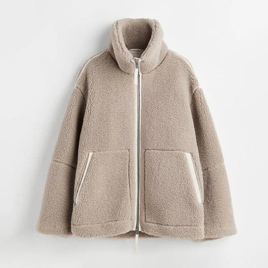 Ladies Fleece Winter Jacket - Avalon-Khaki-XS-Nora Luxe