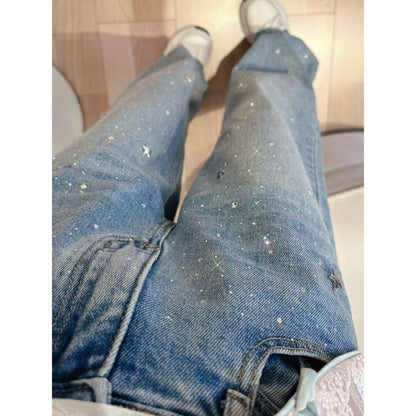 Ladies Glitter Jeans for a Sparkling Look - Jade-Blue Grey-S-The Livary