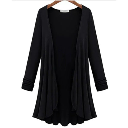 Ladies' knitted cardigan with ruffles – Chiara-Black-S-Nora Luxe
