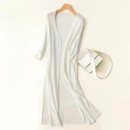 Ladies long sleeve cardigan - Elda-White-S-Nora Luxe