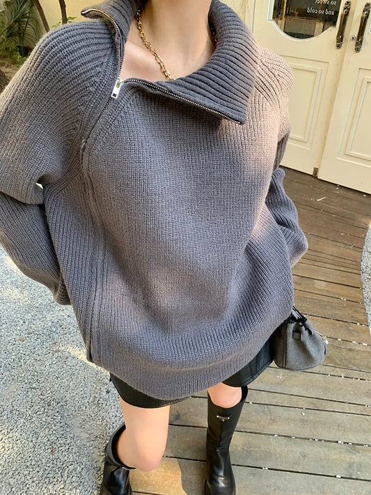 Ladies Pullover Vest with Zip - Clara-Black-One Size-Nora Luxe