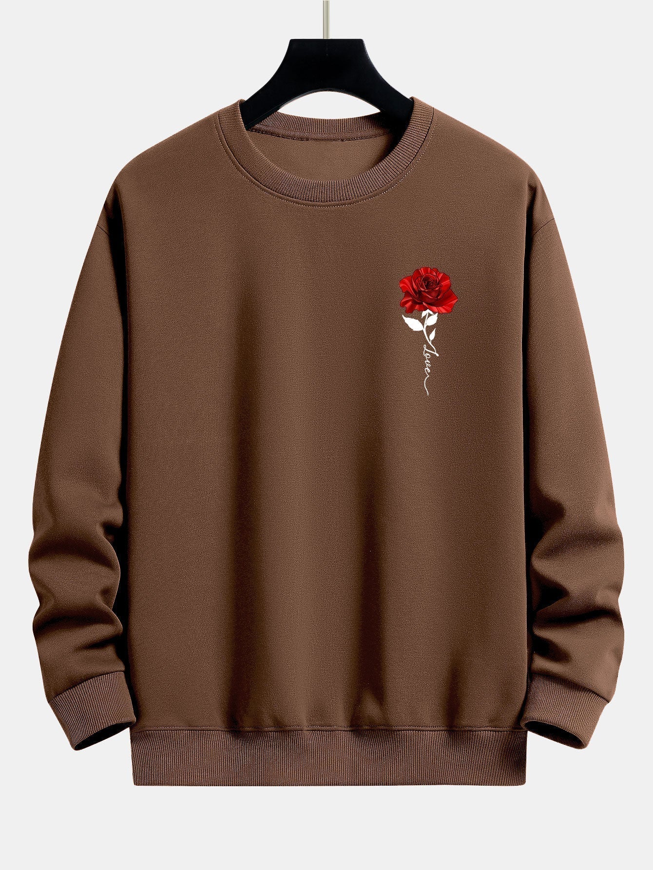 Ladies' Rose Print Sweatshirt - Amelia-White-S-Nora Luxe
