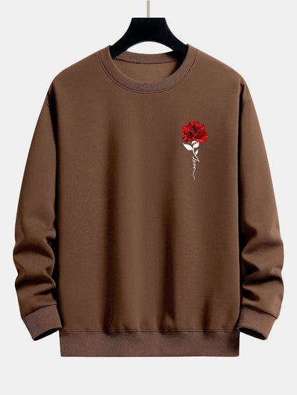 Ladies' Rose Print Sweatshirt - Amelia-White-S-Nora Luxe