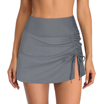 Ladies' swim shorts with side slit – Liv-Gray-XS-Nora Luxe