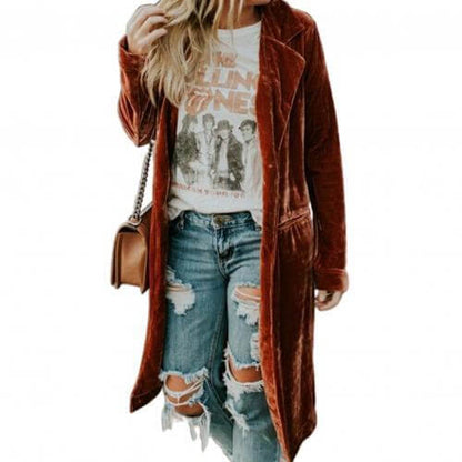 Ladies Velvet Dressing Gown - Valentina-Red-S-Nora Luxe
