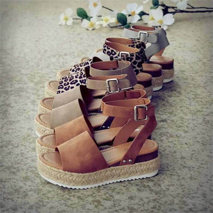 Ladies' wedge espadrille sandals with strap - Livia-Black-3-Nora Luxe