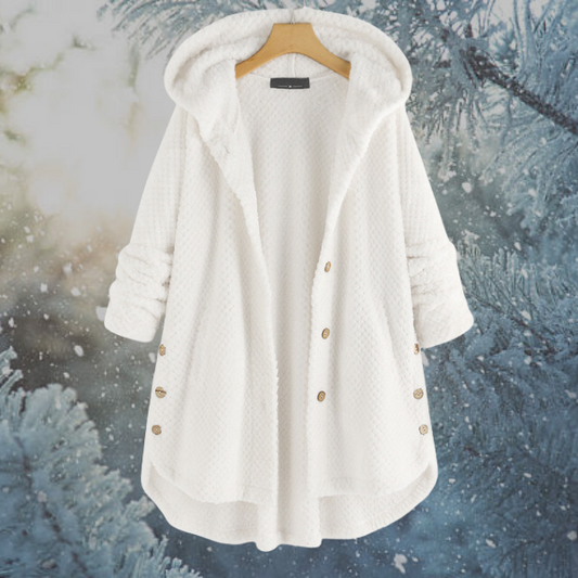 Ladies Winter Fleece Jacket with Hood - Nova-White-S-Nora Luxe