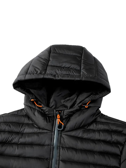 Ladies Winter Puffer Jacket with Hood - Arwen-Black-S-Nora Luxe