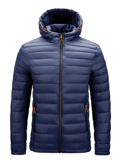 Ladies Winter Puffer Jacket with Hood - Arwen-Dark blue-S-Nora Luxe
