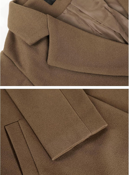Ladies' Winter Wool Coat with Notch Lapels - Sofia-Beige-XS-Nora Luxe