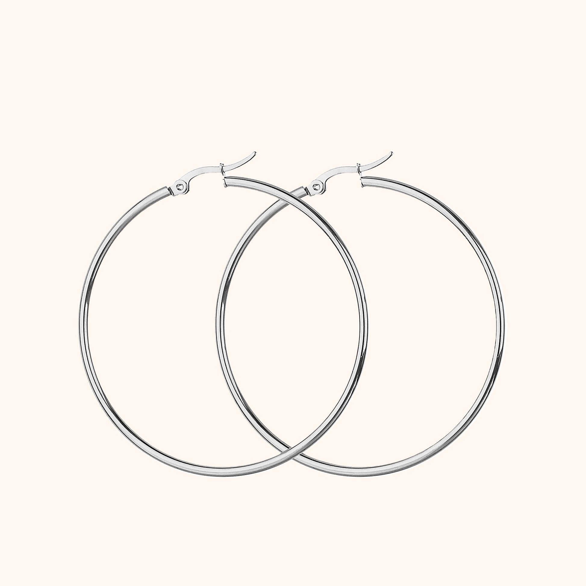 Large Hoop Earrings - Celeste-0.79 in-Silver-Nora Luxe