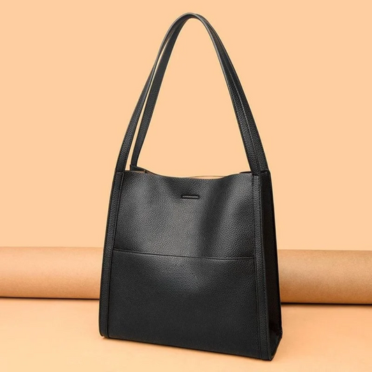 Large Leather Handbag with Royal Capacity - DailyLux-Brown-Nora Luxe