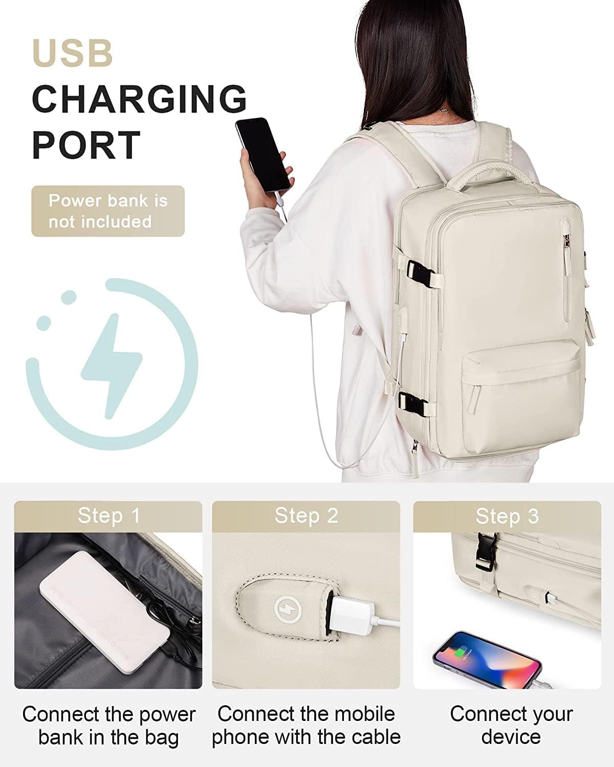 Waterproof Travel Backpack with Shoe Compartment & USB Port – 14" (35.56 cm) Laptop Fit