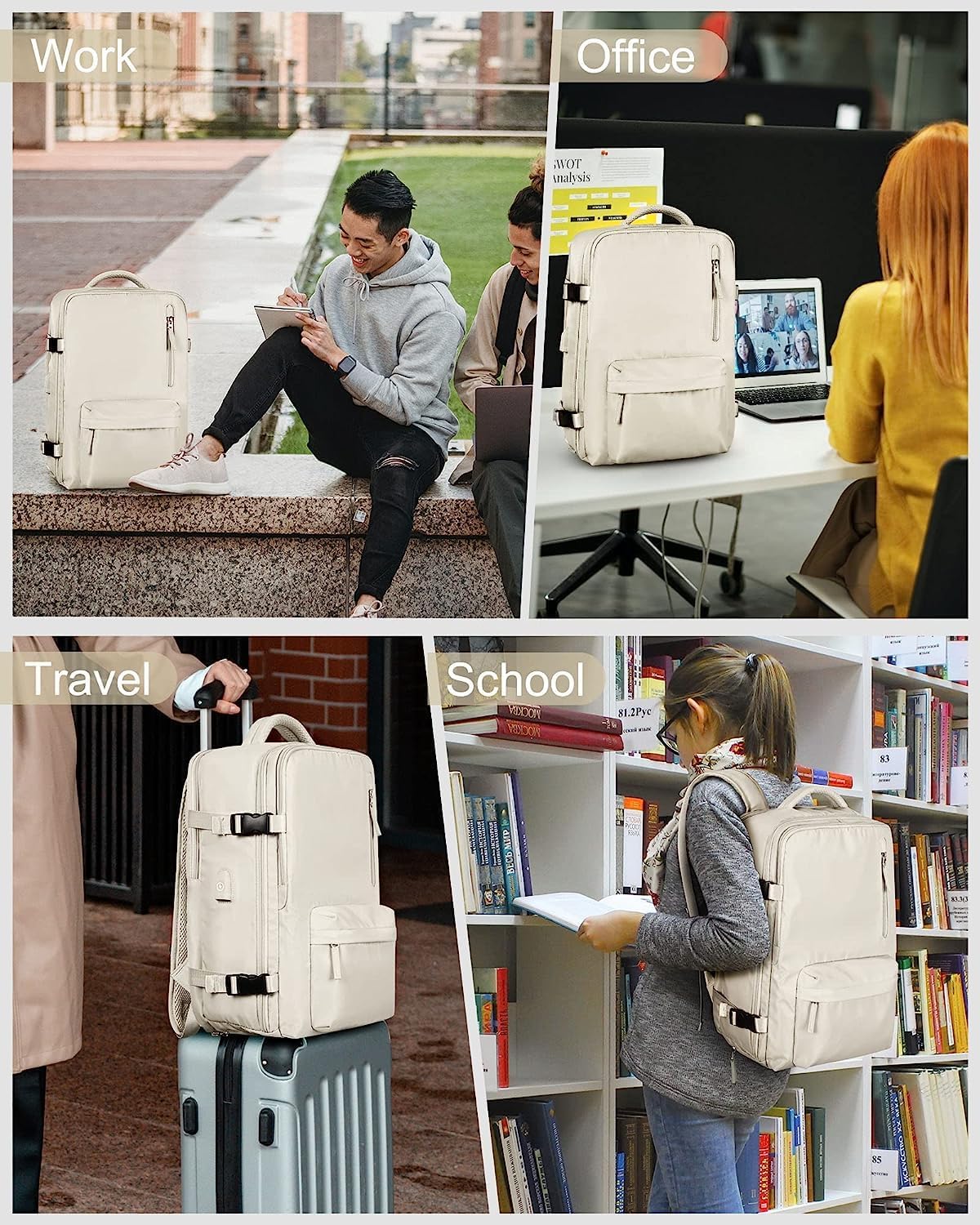 Waterproof Travel Backpack with Shoe Compartment & USB Port – 14" (35.56 cm) Laptop Fit