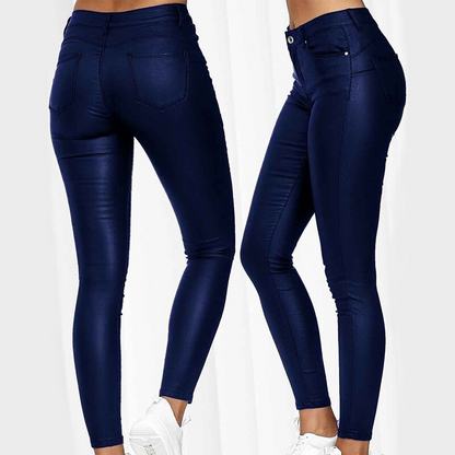 Leather stretch trousers with a high waist - Raffaela-Black-S-Nora Luxe