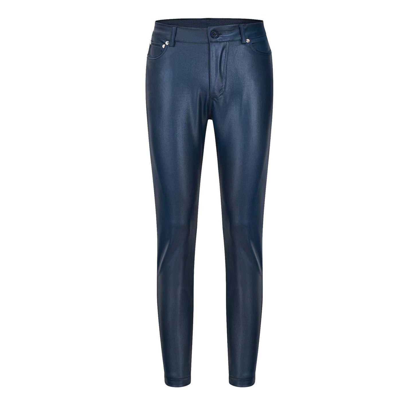 Leather stretch trousers with a high waist - Raffaela-Black-S-Nora Luxe