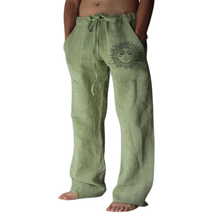 Light & comfortable men's summer trousers made of linen – Nilo-Green-S-Nora Luxe