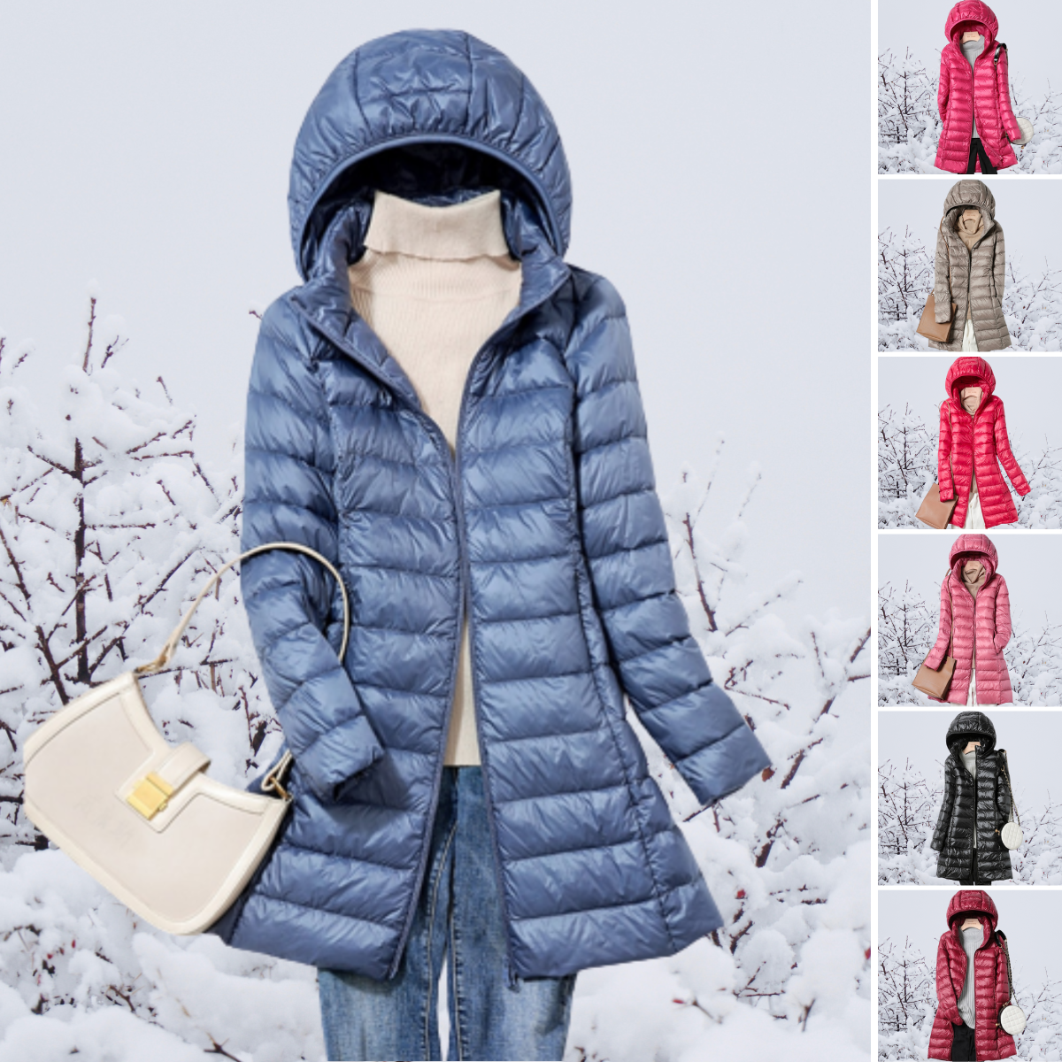 Lightweight Casual Women's Winter Jacket - Nova-Blue-M-Nora Luxe