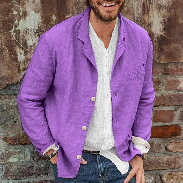 Lightweight cotton-linen men's jacket – Lennart-Khaki-S-Nora Luxe