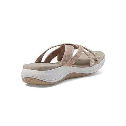Lightweight Ladies' Slippers with Shock-Absorbing Footbed – Lina-Beige-3-State of Style