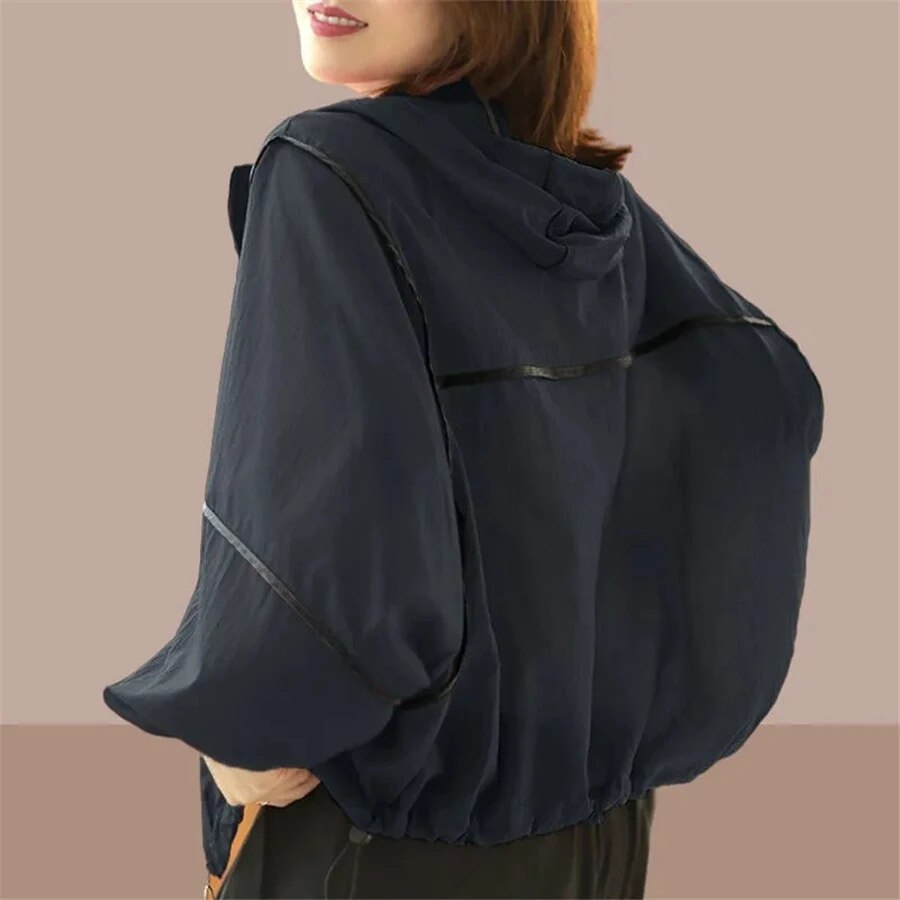 Lightweight Ladies Summer Hoodie Jacket with Oversized Fit – Zoë-Black-S-State of Style