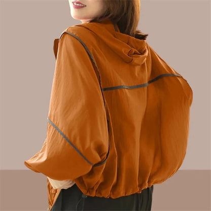 Lightweight Ladies Summer Hoodie Jacket with Oversized Fit – Zoë-Orange-S-State of Style