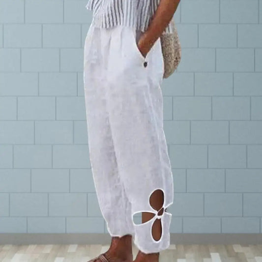 Lightweight Ladies Trousers with Relaxed Fit – Mireen-White-S-State of Style