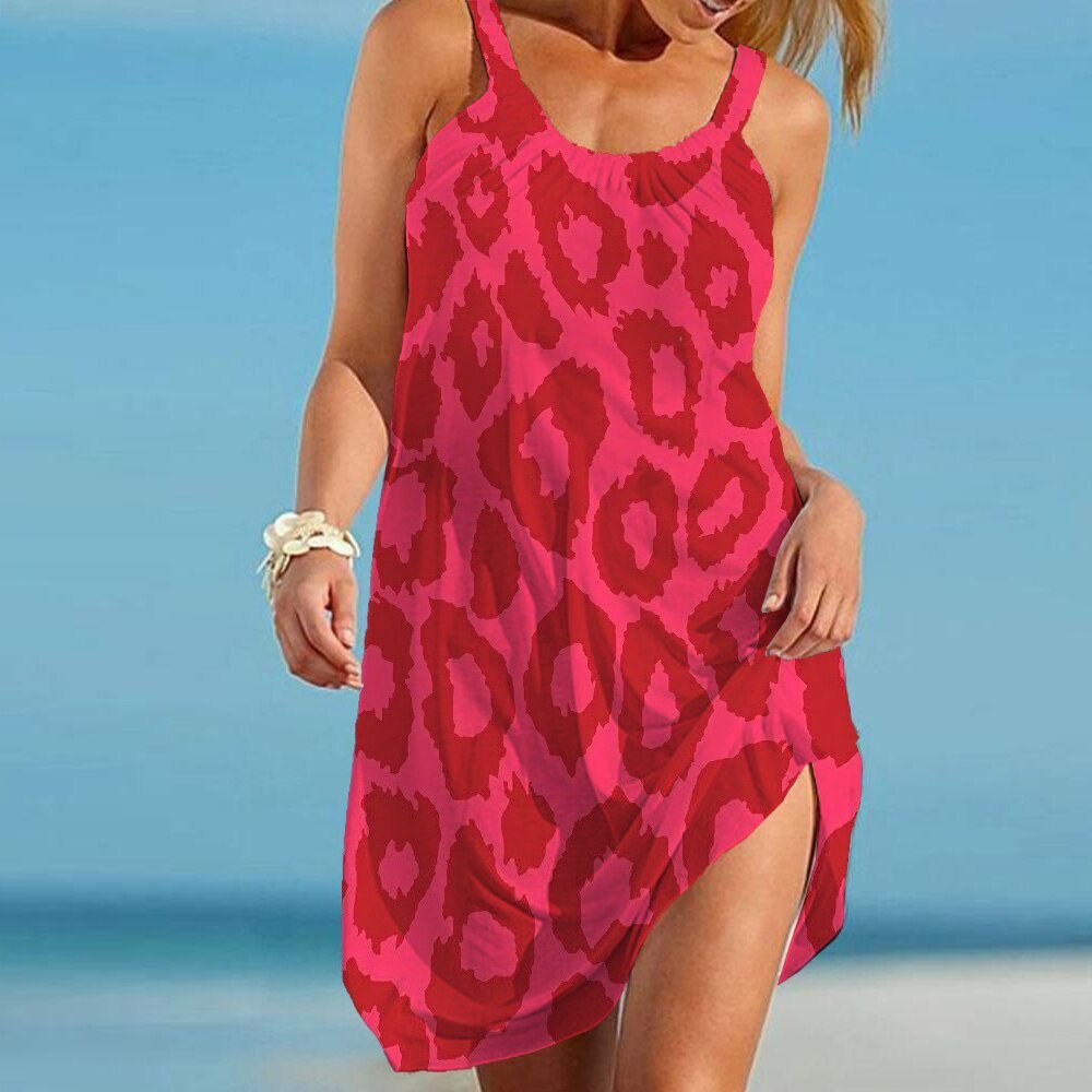 Lightweight Leopard Print Summer Dress - Noa-Red-S-State of Style