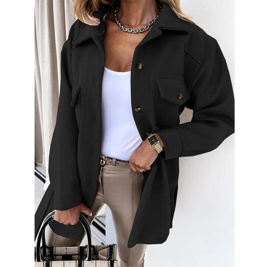 Lightweight Long Wool Summer Coat - Isabella-Black-XS-Nora Luxe