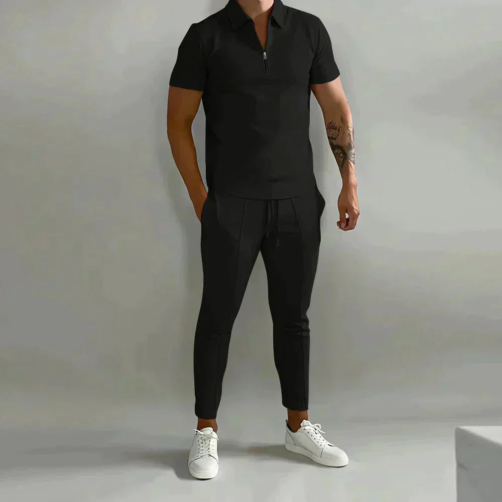 Linen shirt and trousers in men's set – Adrian-Black-S-Nora Luxe