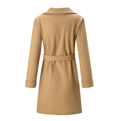 Long Double-Breasted Wool-Look Coat for Women - Elise-Black-S-Nora Luxe