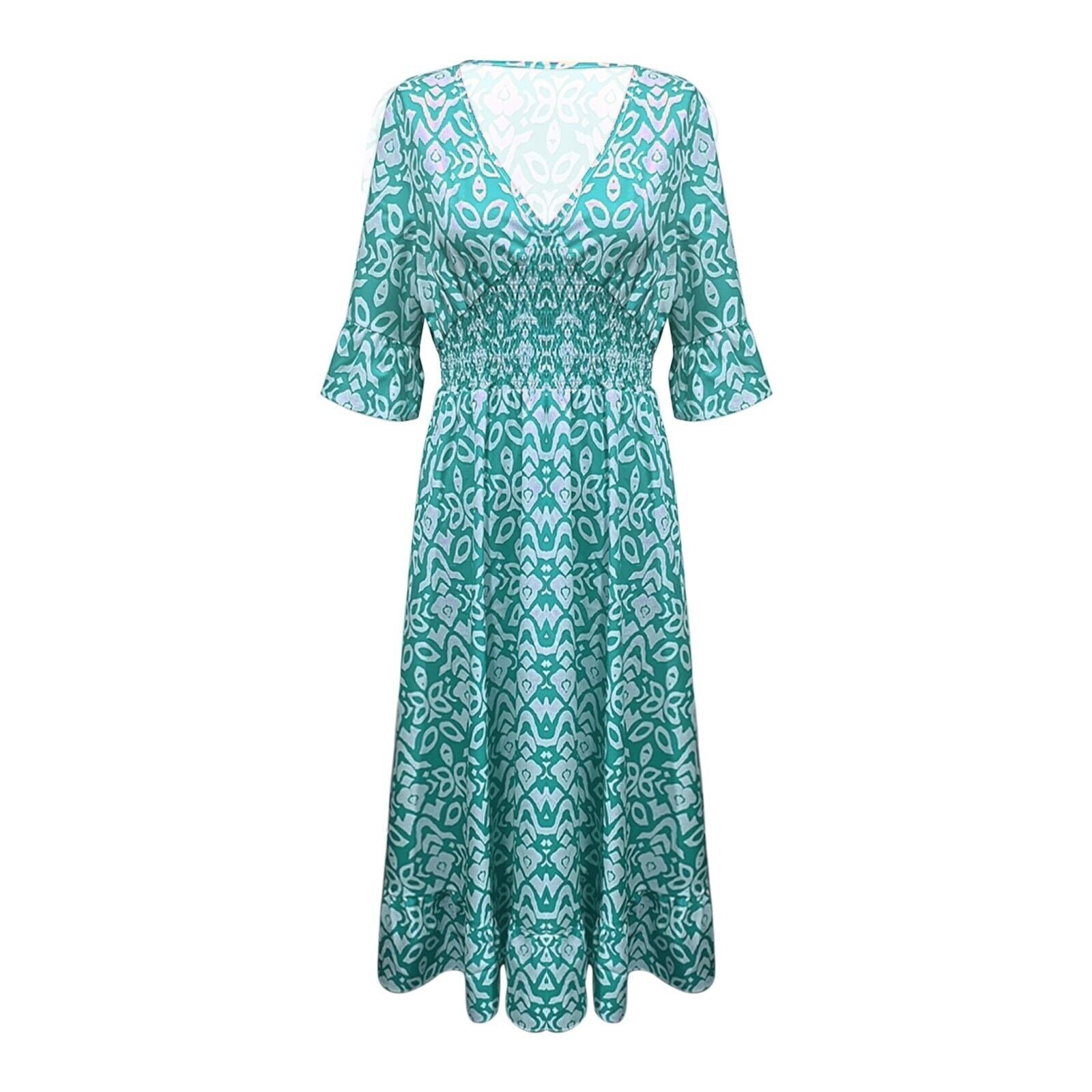 Long Floral Dress with V-neck – Liora-S-Red-Nora Luxe