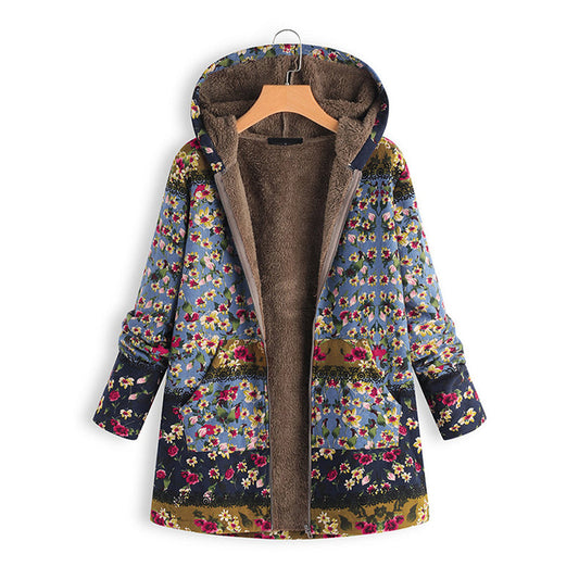 Long Ladies Teddy Coat with Hood - Seraphina-Blue-S-Nora Luxe