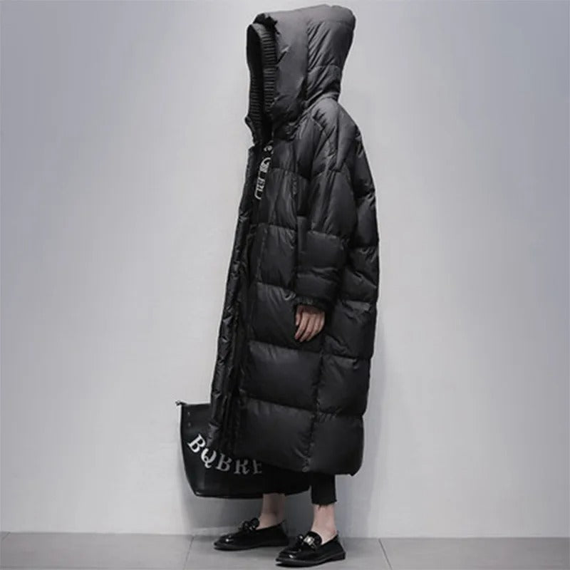 Long Ladies Winter Jacket - Amara-Black-S-Nora Luxe