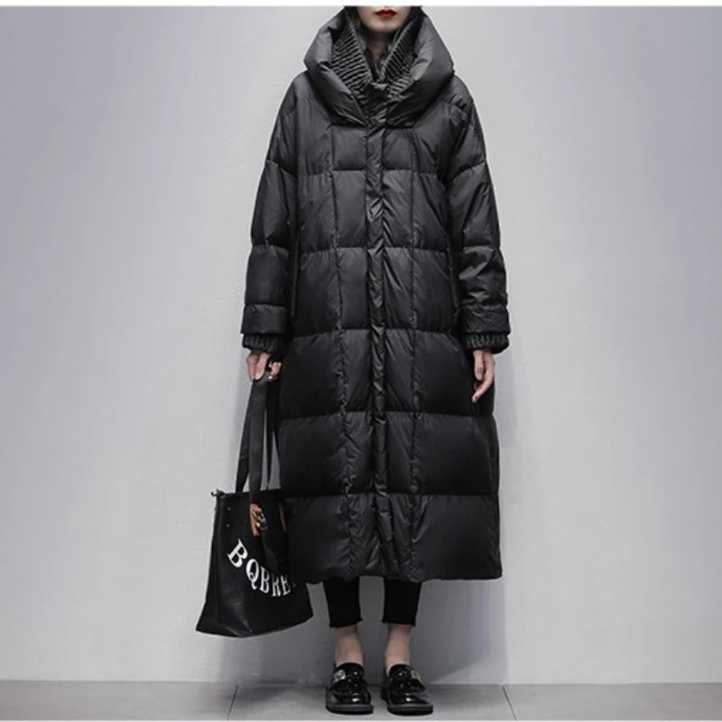 Long Ladies Winter Jacket - Amara-Black-S-Nora Luxe