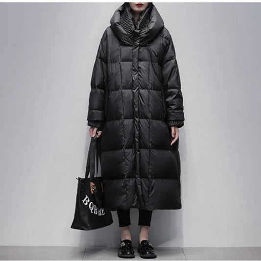 Long Ladies Winter Jacket - Amara-Black-S-Nora Luxe