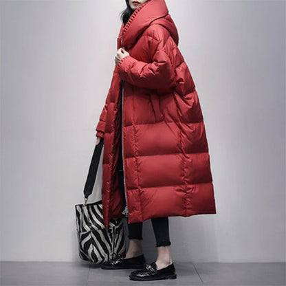 Long Ladies Winter Jacket - Amara-Red-S-Nora Luxe