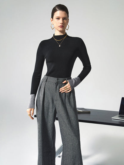 Long Sleeve Contrast Top for Women - Lana-Black-XS-Nora Luxe