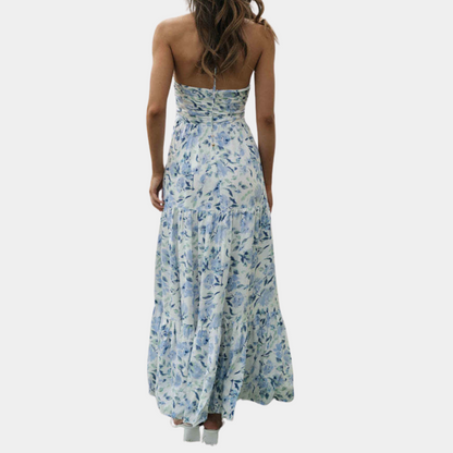 Long Summer Dress with Halter Neck – Soraya-Orange-XS-State of Style