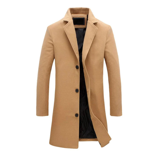 Long Winter Coat for Men - Noah-Beige-M-Nora Luxe