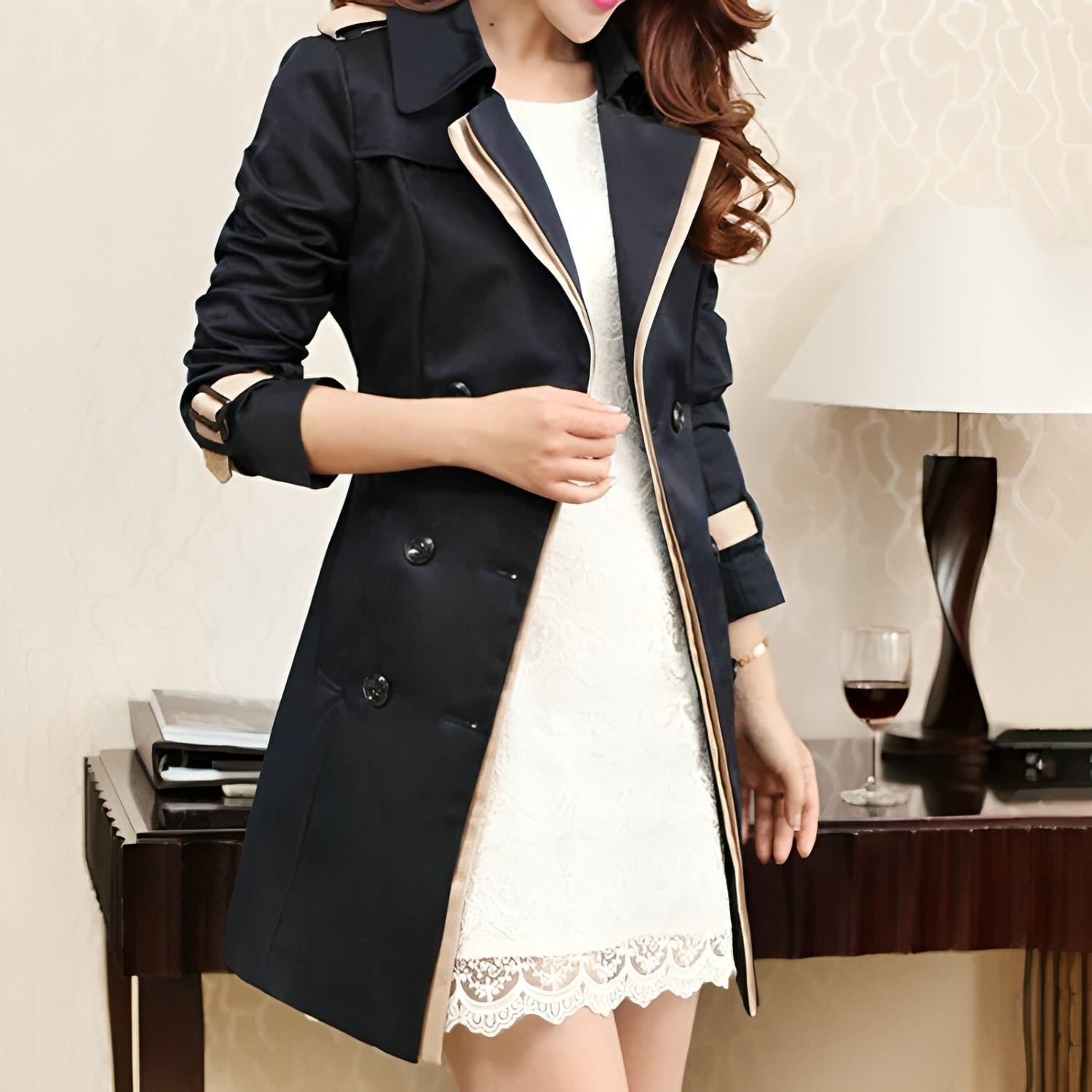 Long Women's Trench Coat - Sophie-Khaki-S-Nora Luxe