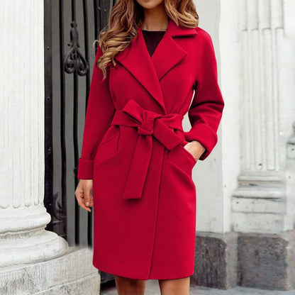 Long Women's Trench Coat Winter Jacket - Sienna-Blue-S-Nora Luxe