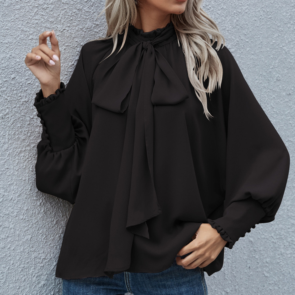 Loose Falling Formal Women's Blouse - Mira-Black-XS-Nora Luxe