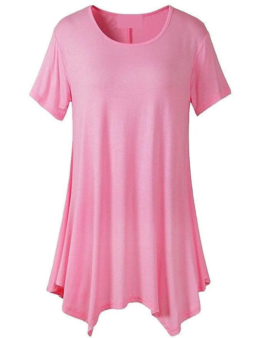 Loose Fit Ladies T-shirt with Short Sleeves – Taryn-Pink-S-State of Style
