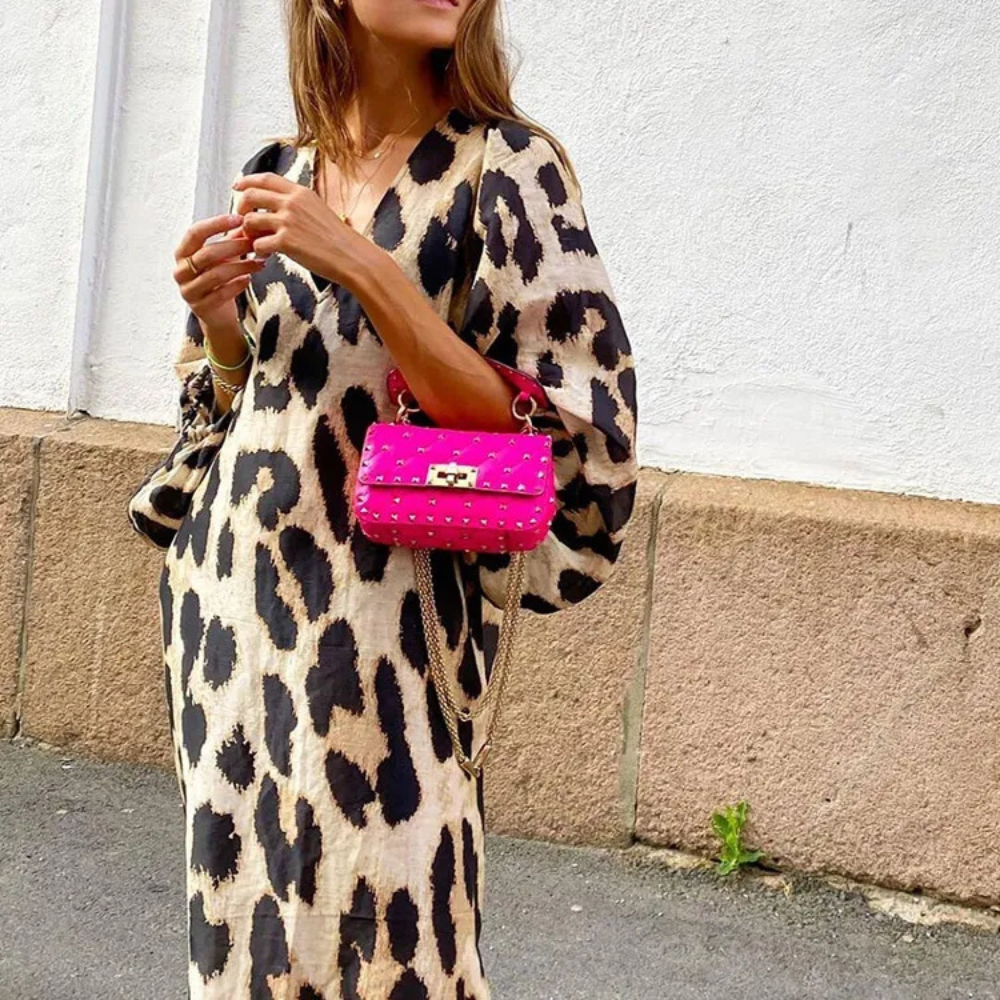Loose-fit Panther Print Dress - Selena-2XS-Nora Luxe