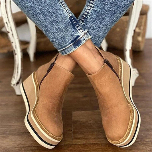 Low Ladies Ankle Boots - Elise-Beige-3.0-Nora Luxe