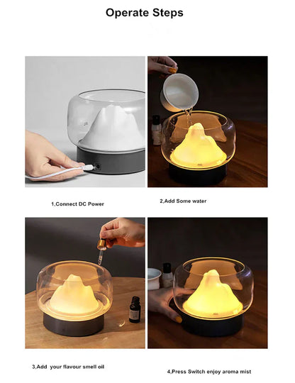 Luxury Aroma Diffuser with LED lighting - AromaGlow-Iceberg-White-Nora Luxe